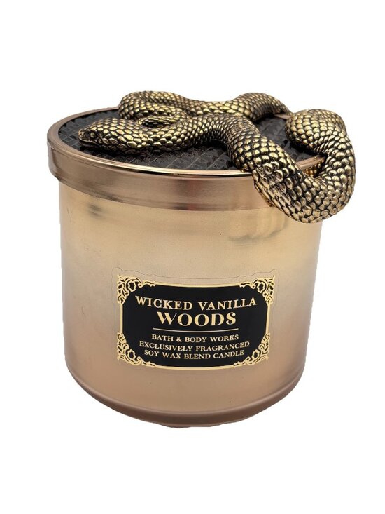 Bath & Body Works Other - Bath & Body Works Wicked Vanilla Woods 3 Wick Candle Snake Lid 14.5 oz Halloween